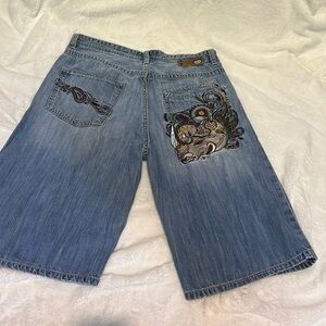 Vintage Ecko Unltd. embroidered Rhino denim jean shorts